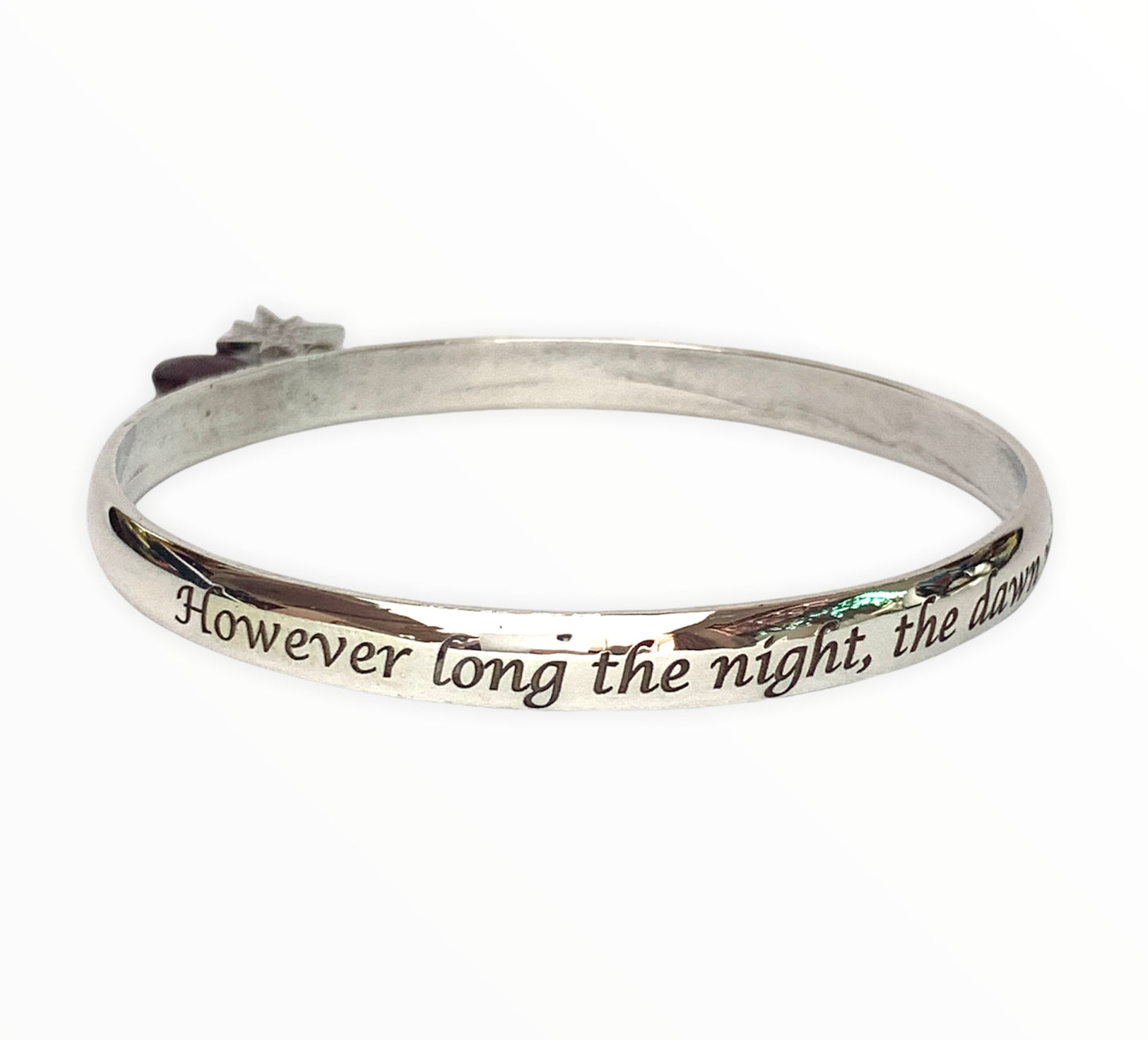 Half Round Engraved Dangle Bangle