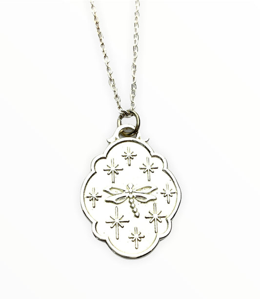 3D Double Sided Dragonfly & Stars Pendant