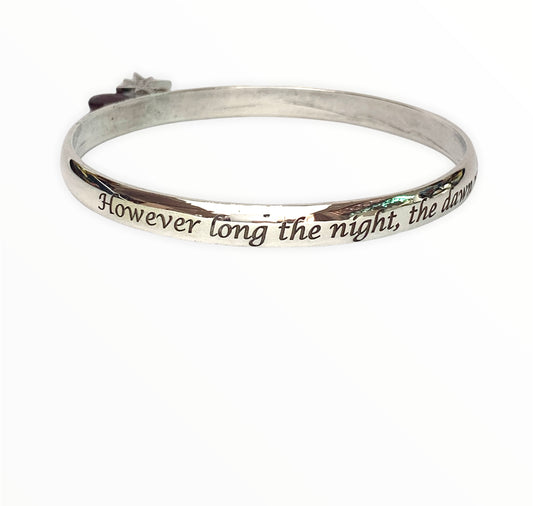Half Round Engraved Dangle Bangle