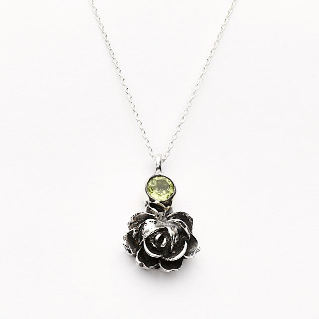 Rose and Peridot Pendant