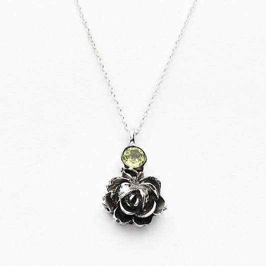 Rose and Peridot Pendant