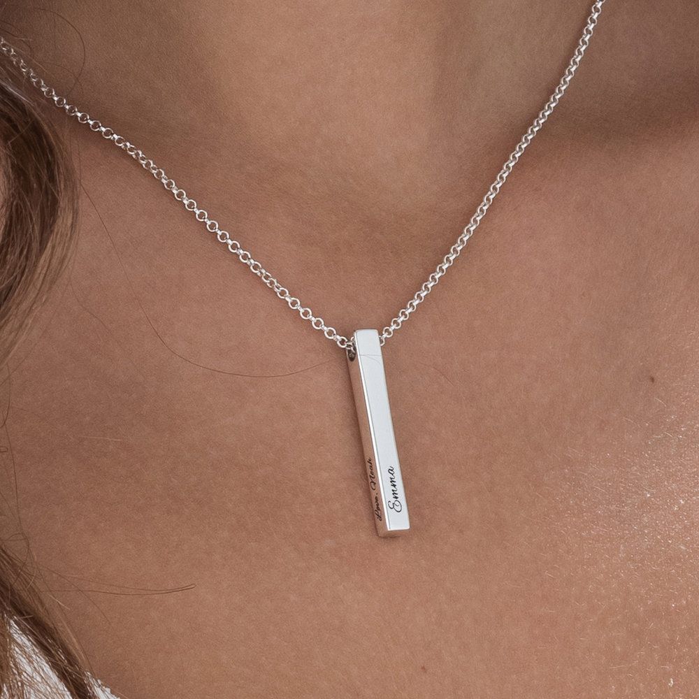 Silver Bar Necklace Vertical