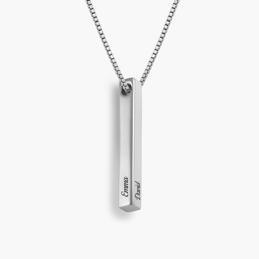 Silver Bar Necklace Vertical