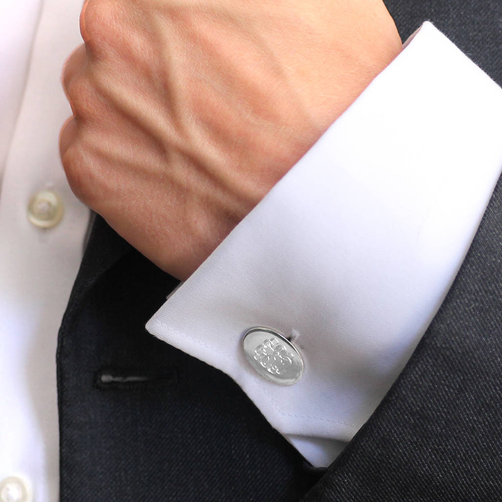 Simple oval engraved cufflinks