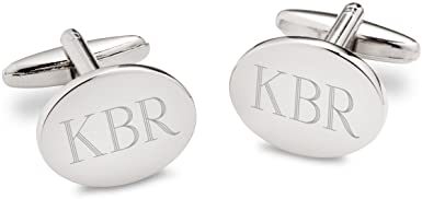 Simple oval engraved cufflinks