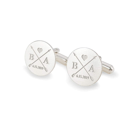 Simple round engraved cufflinks