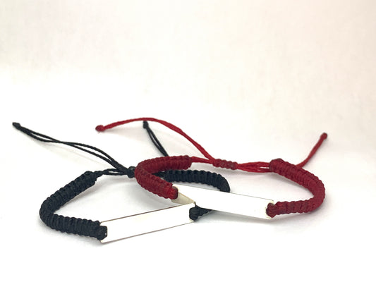 Waxed Cord Silver Strip Bracelet